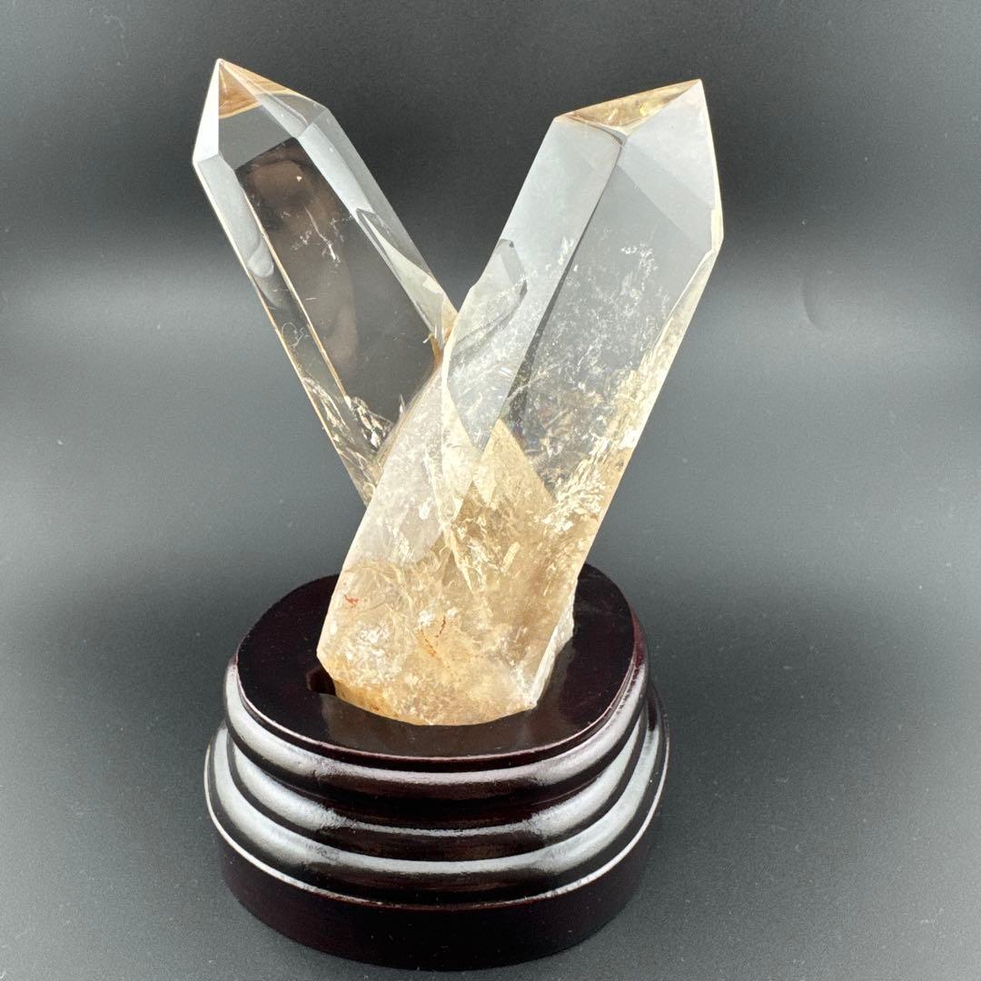 G-4天然石スモーキークォーツ　ダブルポイントレインボー/ラダー入り　クリスタル