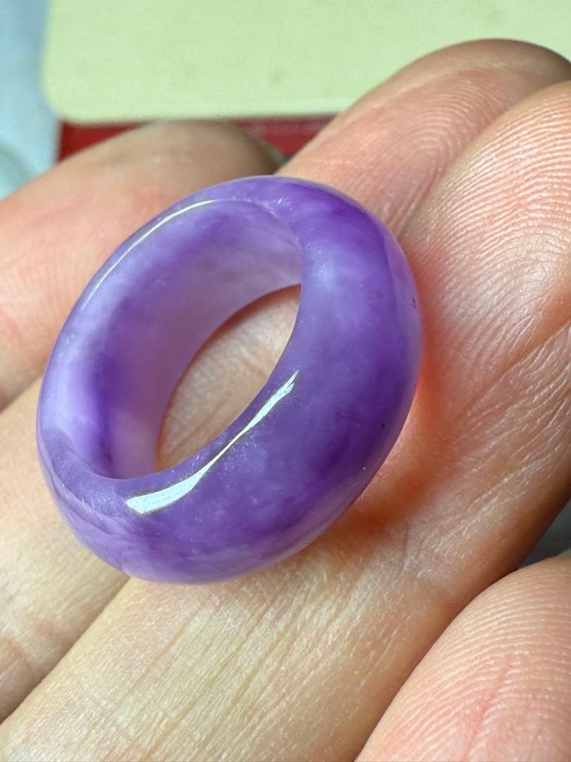 美品　ミャンマーラベンダー翡翠指輪9号