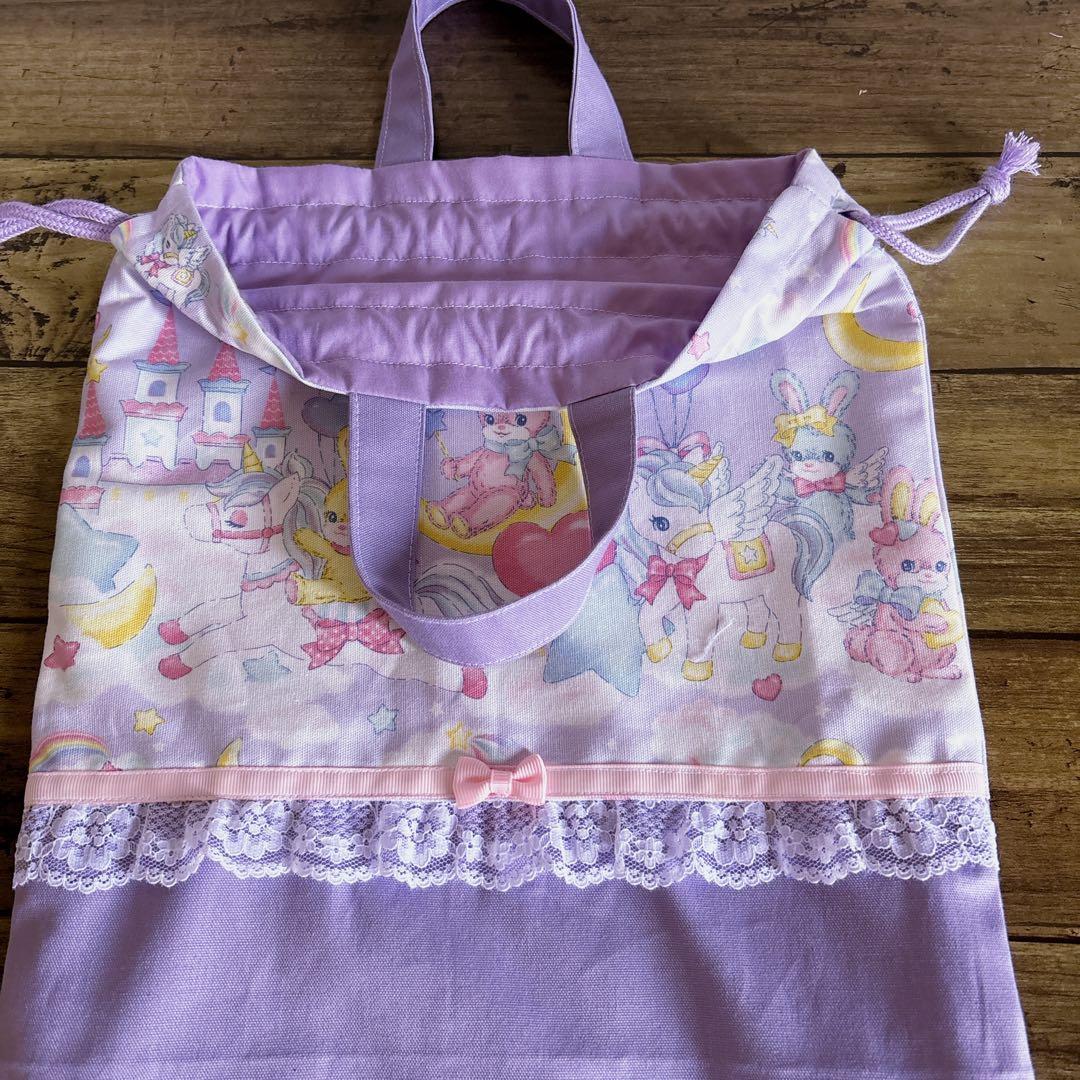 レッスンバッグ　体操服入れ　上履き入れ　☆ユニコーン　うさぎ　入園入学セット