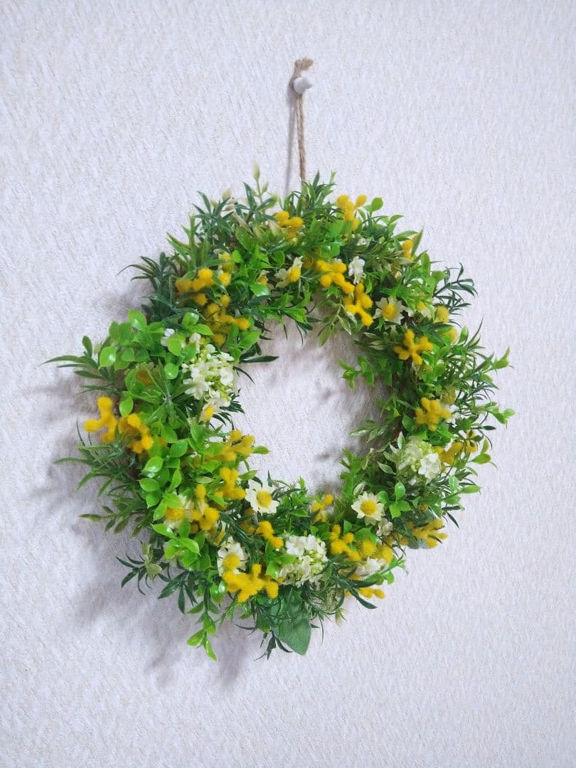 ミモザ❀リース　アーティフィシャルフラワー　34×34