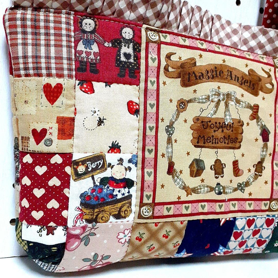 希少マギーエンジェル❤25cm❤フリルポーチバック❤パッチワークポーチ