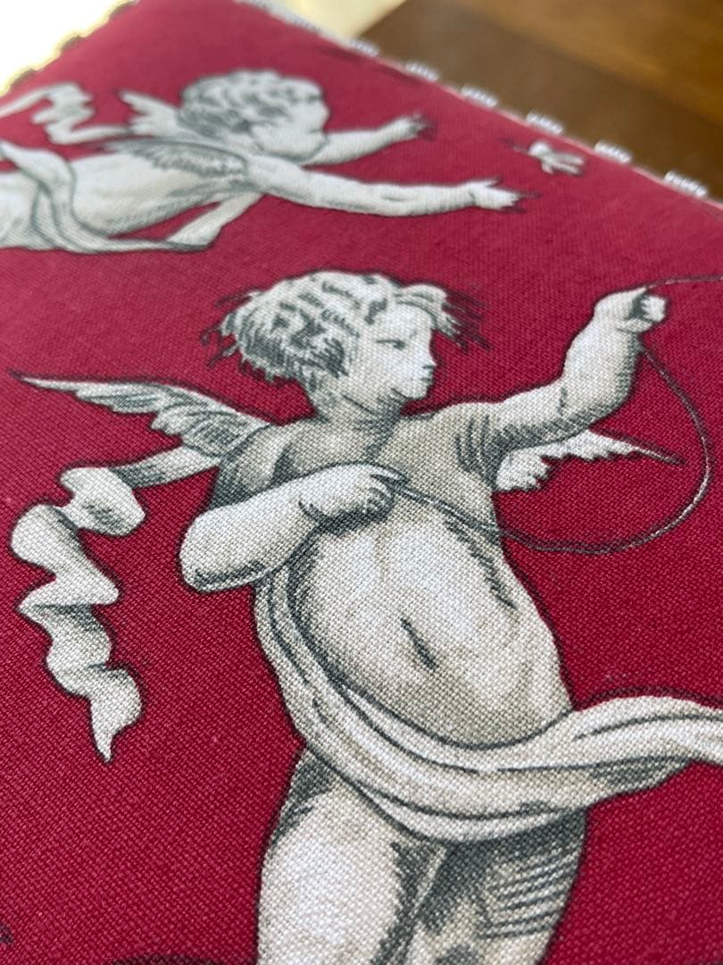 カルトナージュ裁縫箱(大) ボルドーカラーの貴重なヴィンテージ生地です　可愛い‼️