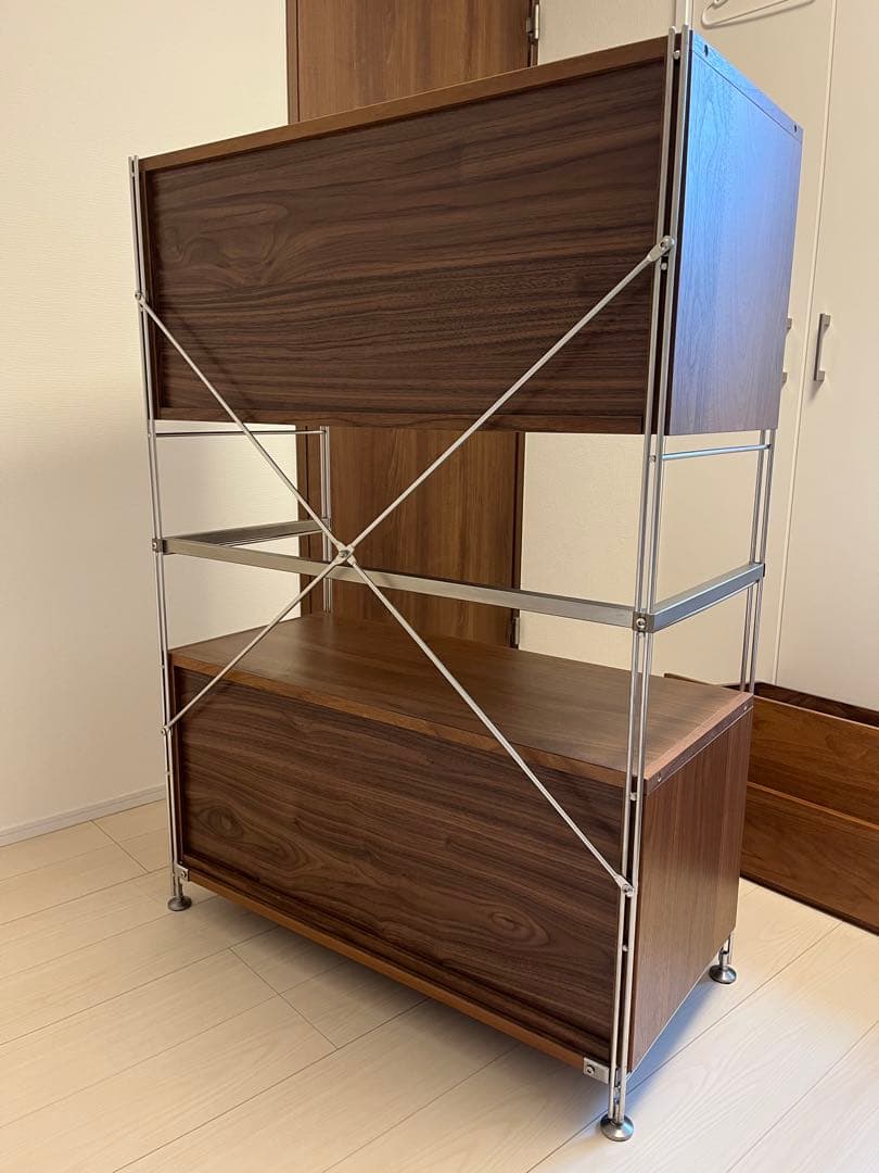 MUJI 無印良品 ユニットシェルフ ワイド 小 引き出し＋ガラス引き戸付き