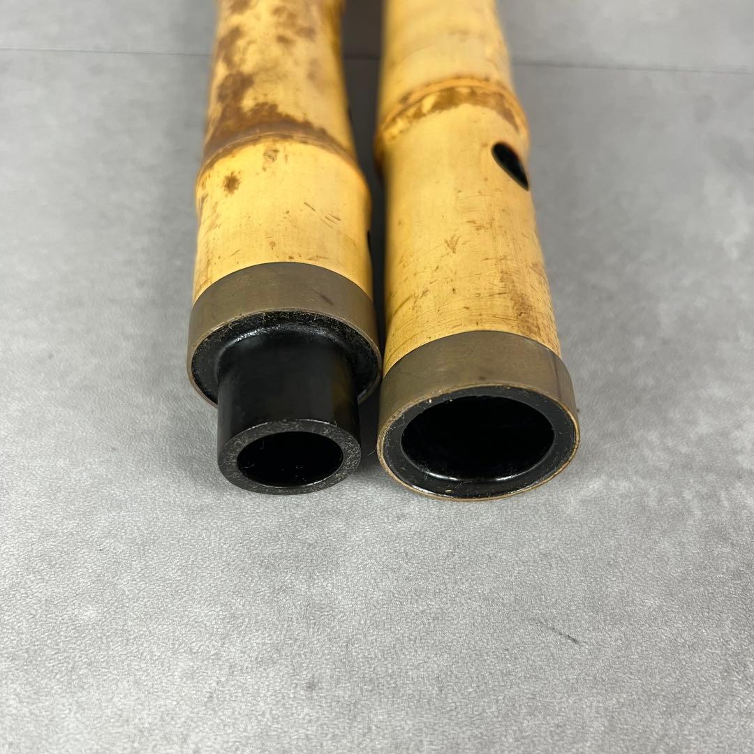 人気　尺八　琴古流　バチ型　銘あり　竹治　1印　1尺6寸　5孔　和楽器