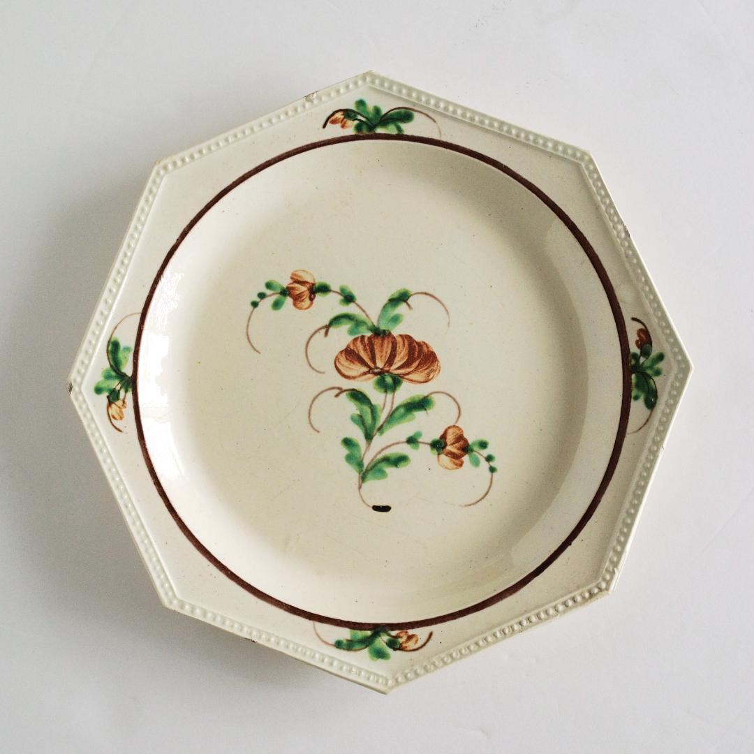 ファイアンスフィン オクトゴナル 花絵皿 C