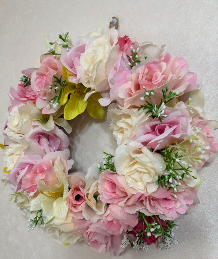 モコモコ薔薇(造花)リース
