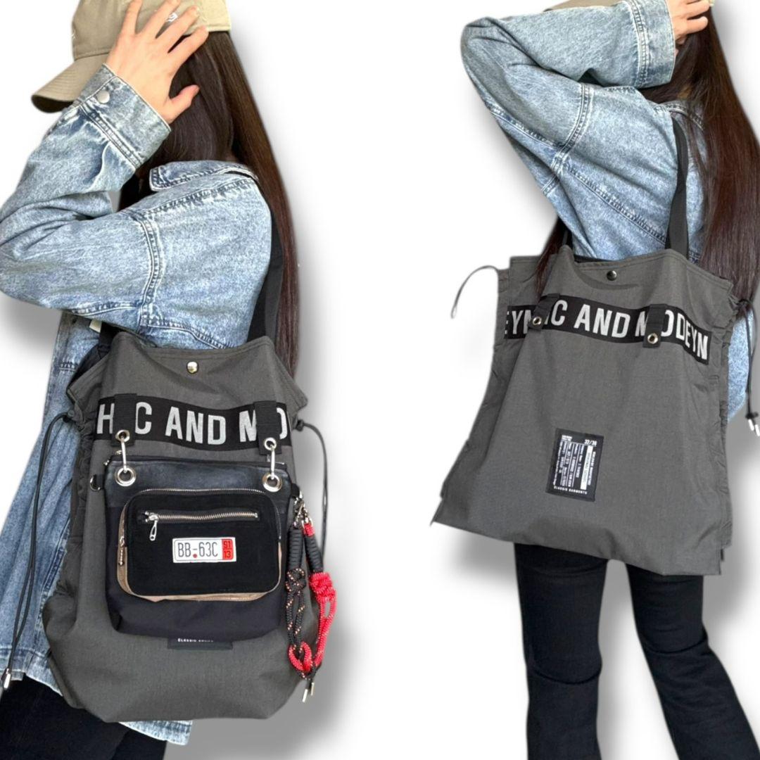 side gather bag／コーデュラ チャコールグレー