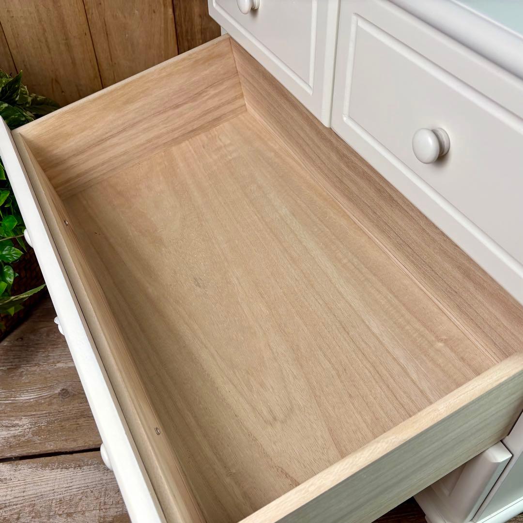 ピン1号⭐︎フレンチカントリー北欧調ホワイトチェスト四段五つ引き木製収納