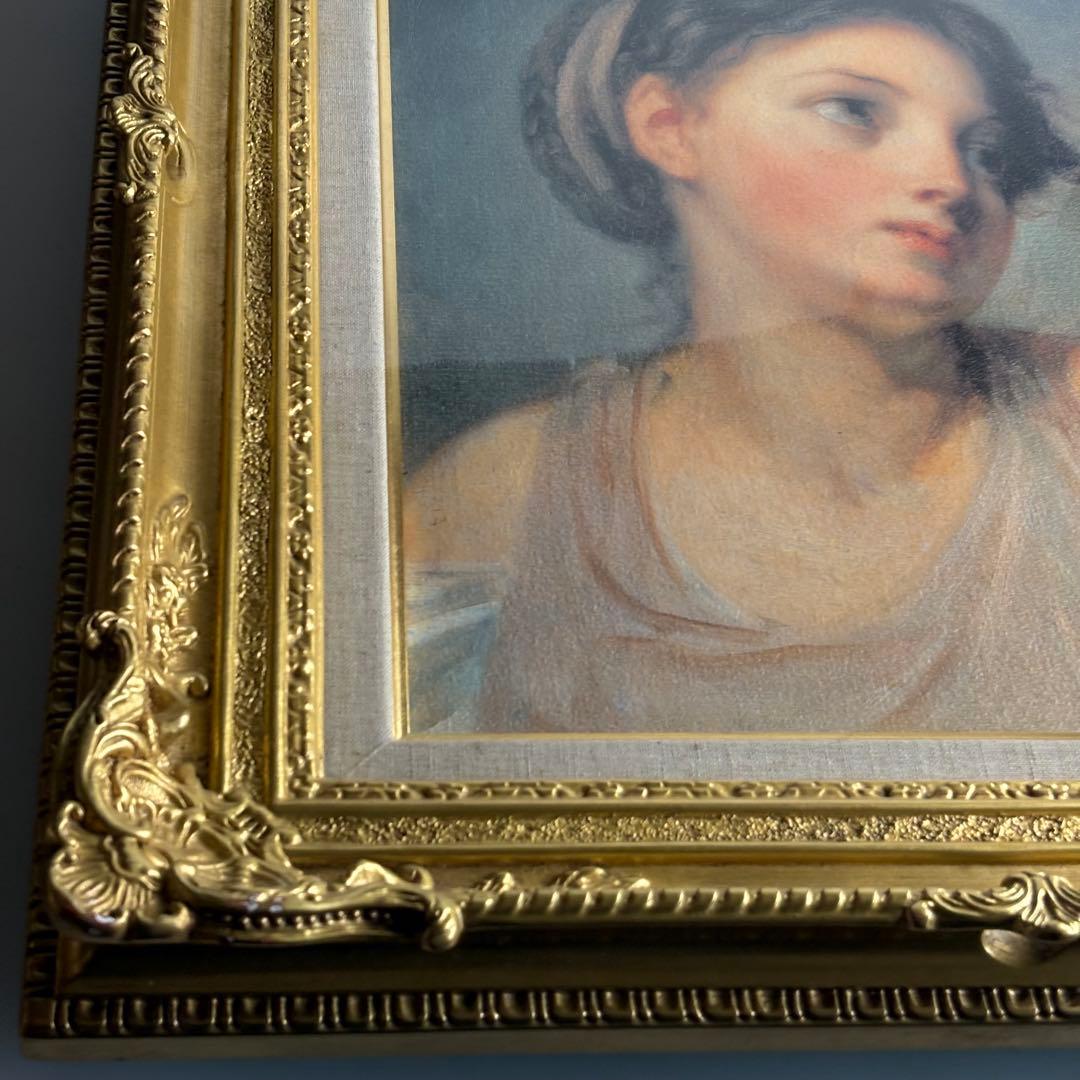 ジャン＝バティスト・グルーズ「スミレ色のチュニックを着た少女」複製画 額装 J