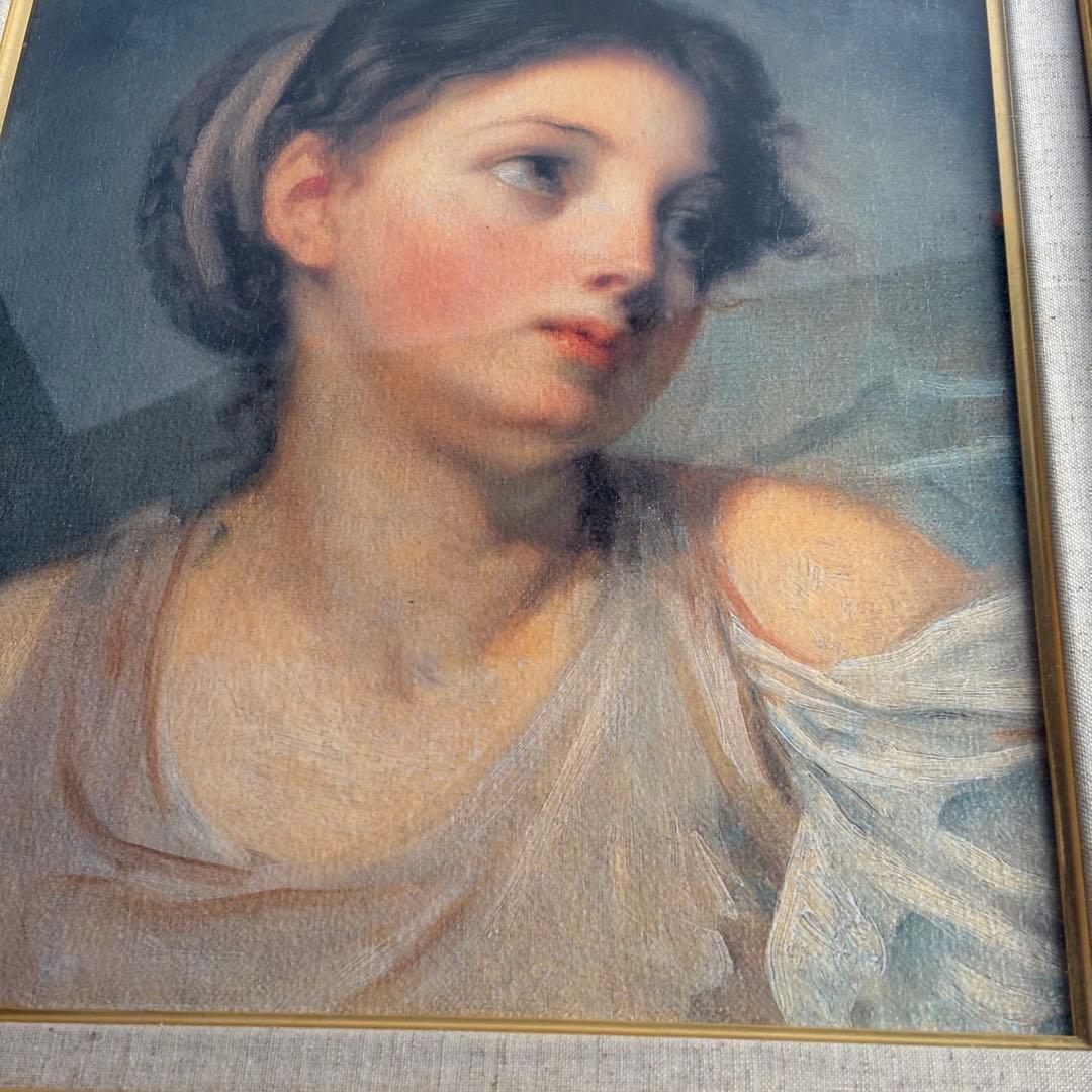 ジャン＝バティスト・グルーズ「スミレ色のチュニックを着た少女」複製画 額装 J