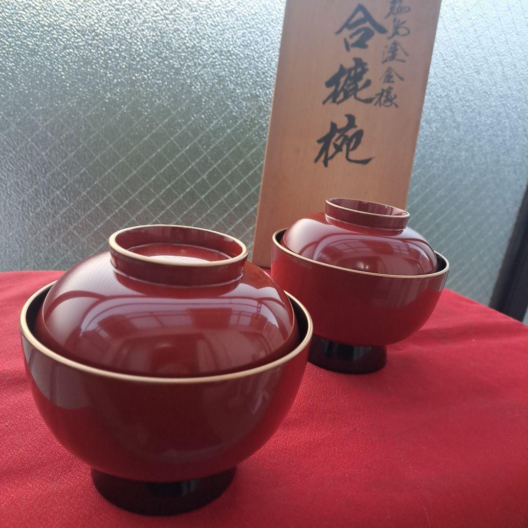 【輪島塗　金淵　合鹿椀×1客】布着本堅地　路幸作　未使用　在庫あり