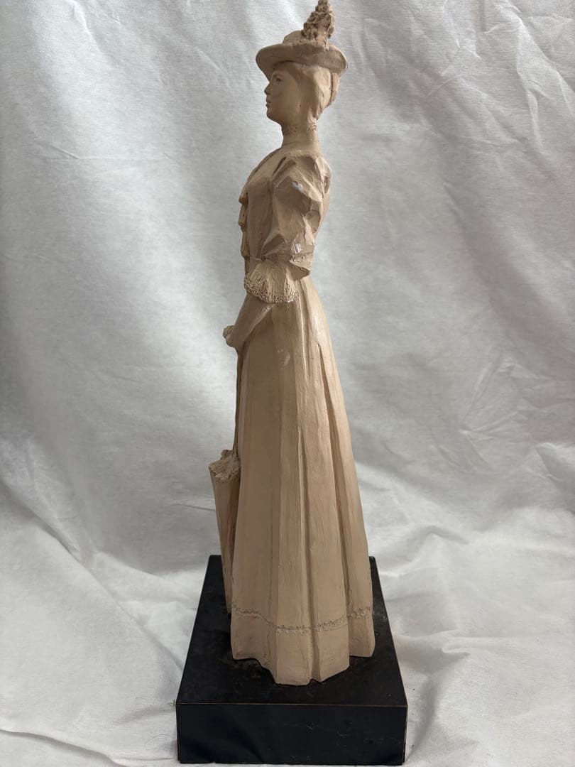 ビクトリア朝 女性像 陶器 傘付き 約30cm