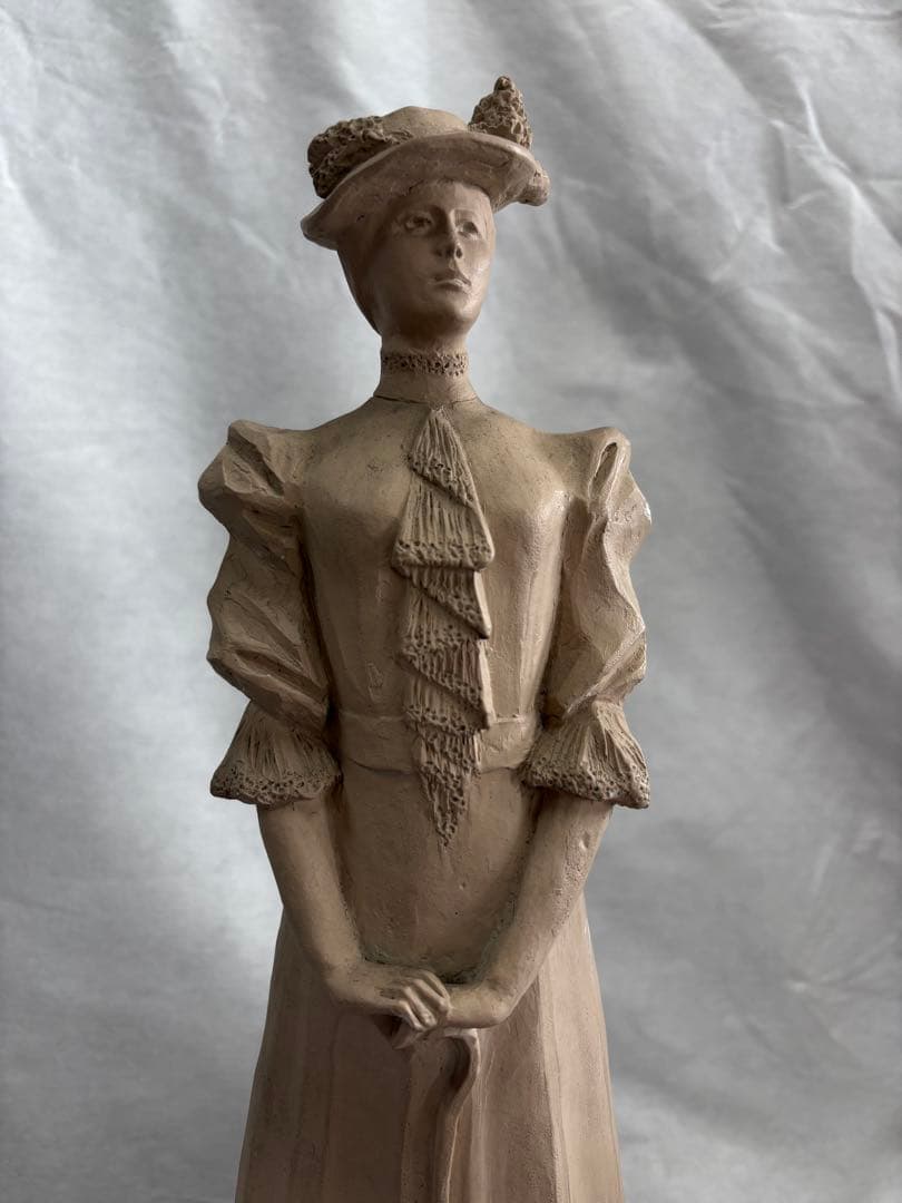 ビクトリア朝 女性像 陶器 傘付き 約30cm