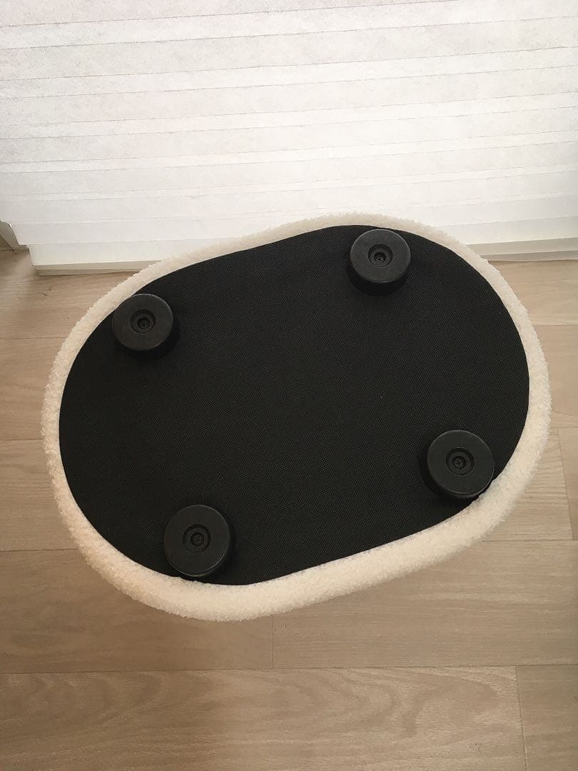 未使用に近い 収納スツール ストレージチェア オットマン ホワイト もこもこ