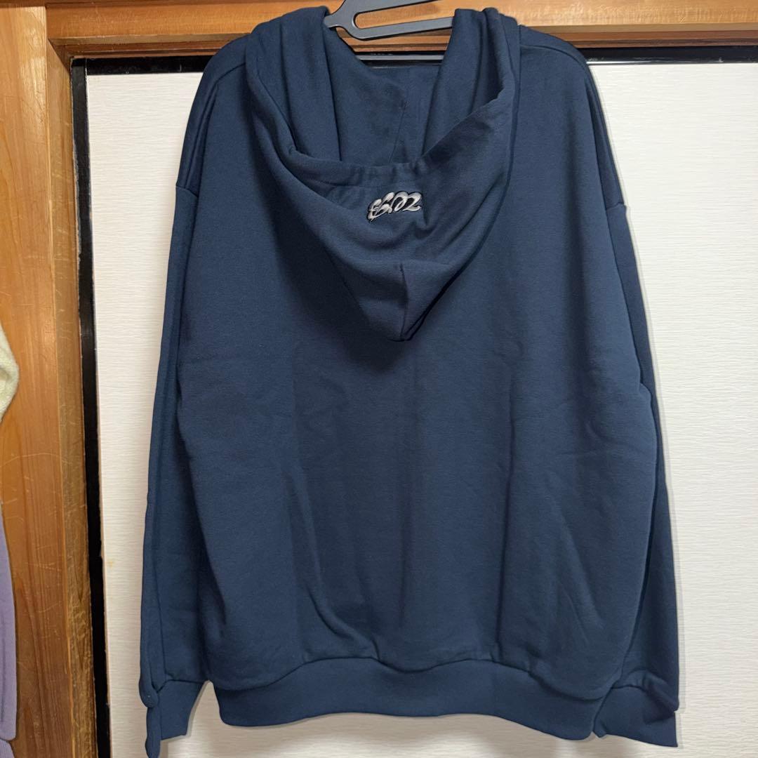 WEGO×WILDBLUEコラボ グラフィックZIPパーカー ネイビー L