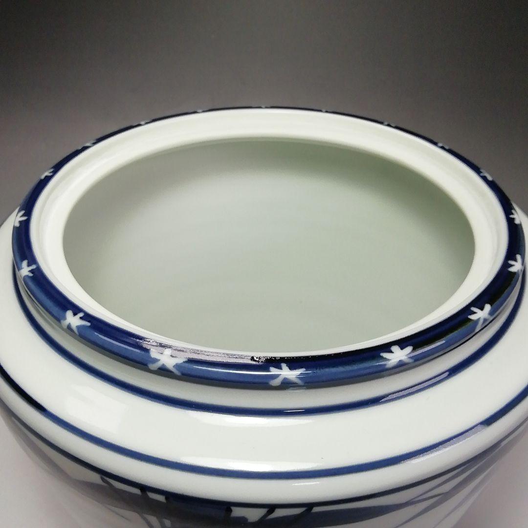 Ｓ６４２　水指　『染付竹』『押小路焼』『庄左衛門造』　共箱　茶道具