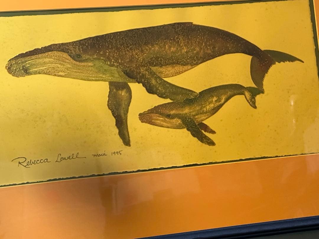 Rebecca Lowell Art 1995 鯨の親子　ハワイ