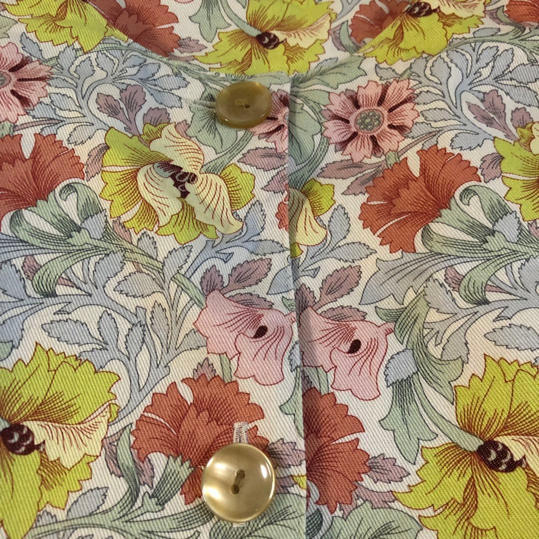 未使用 V&A花柄エプロン 前開き 日本製