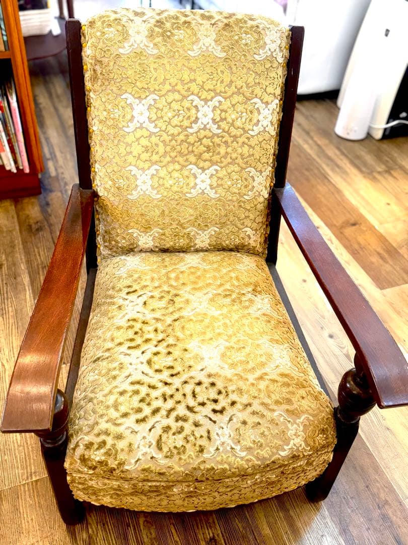 アンティーク 一人掛けソファ ロココ 金華山 オールド ヴィンテージ 木製　皇室