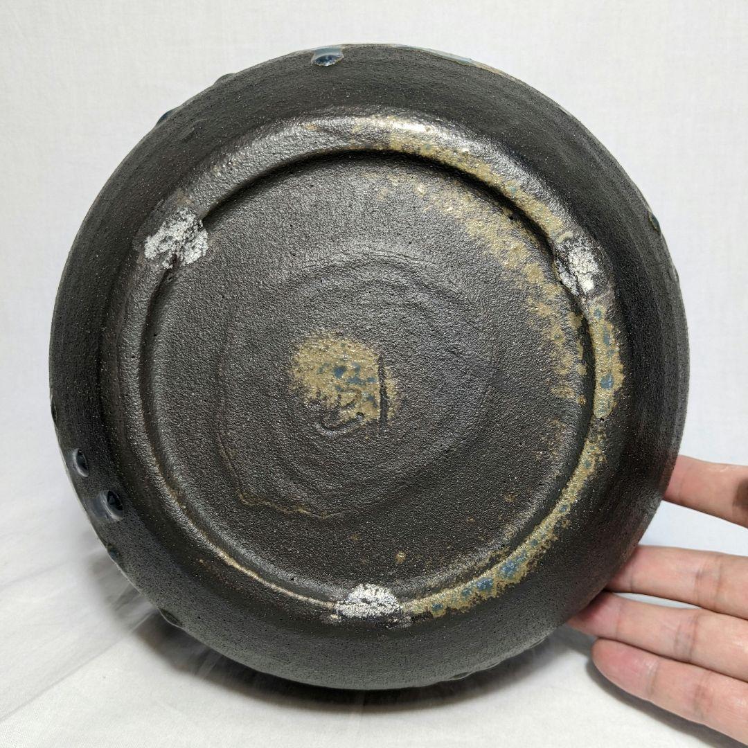 瀬戸市指定無形文化財 加藤釥 瀬戸焼 蒼釉耳付花入 共箱 花器 花瓶 壷 置物