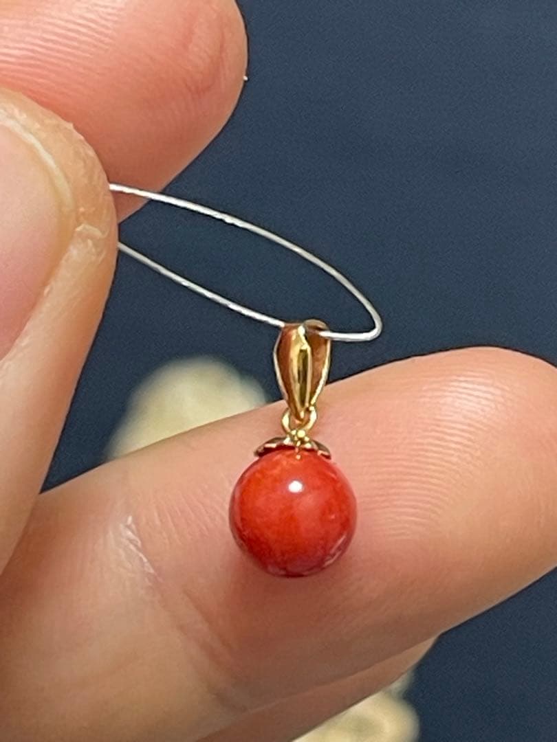 赤珊瑚18kペンダントトップ 赤珊瑚