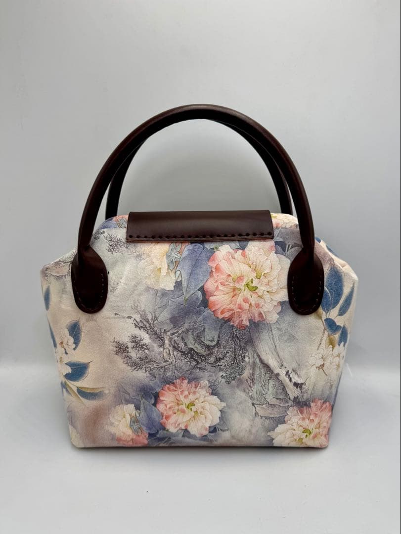 【ハンドメイド】蓋付き(本革)がま口バッグ　#488