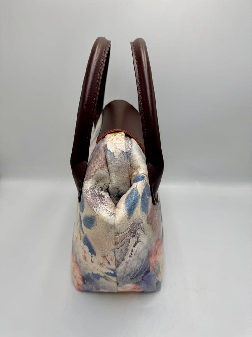 【ハンドメイド】蓋付き(本革)がま口バッグ　#488