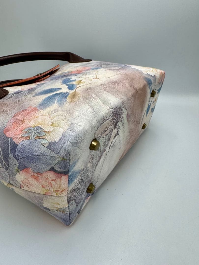 【ハンドメイド】蓋付き(本革)がま口バッグ　#488