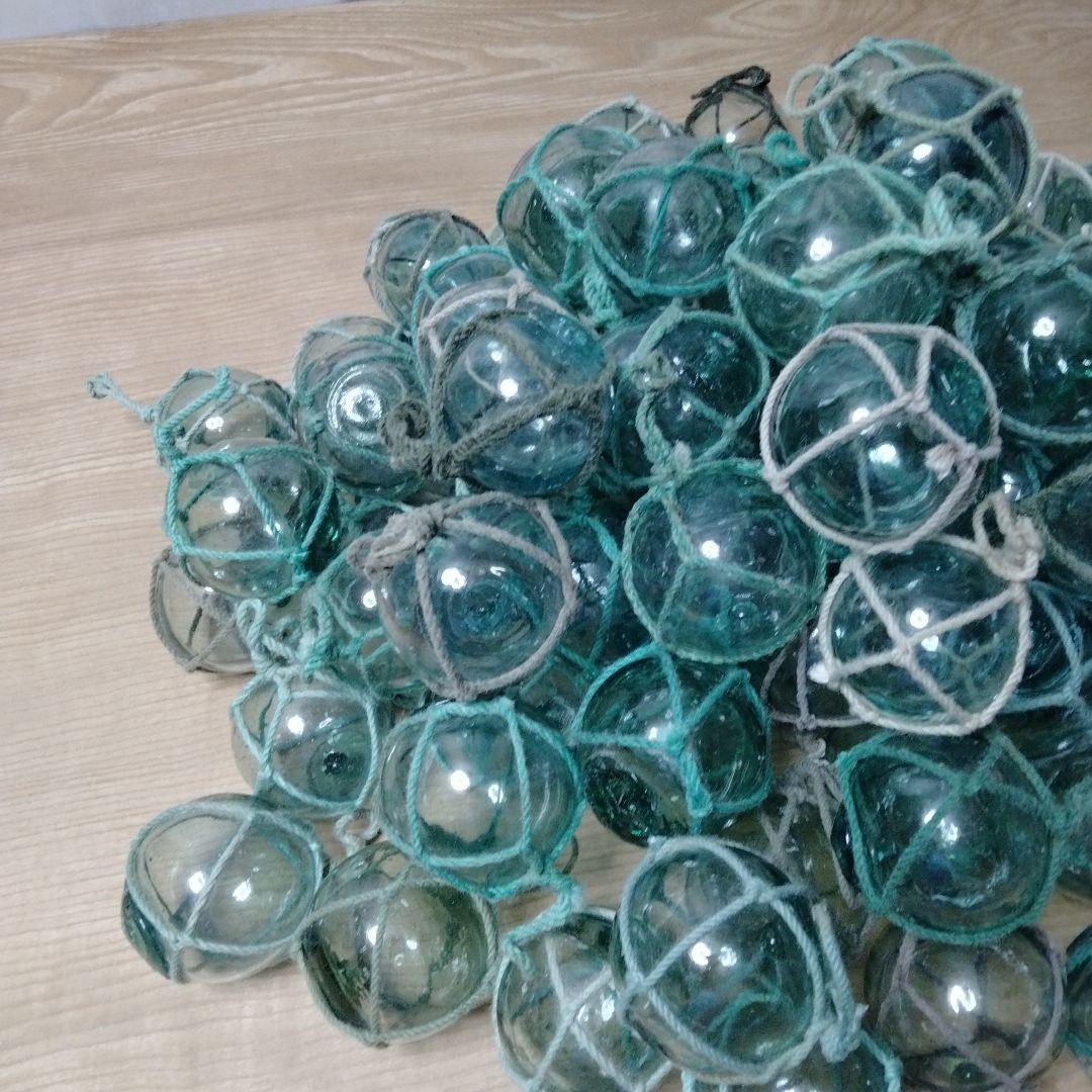 ガラス浮き球　浮き玉　９５個セット　網紐付き