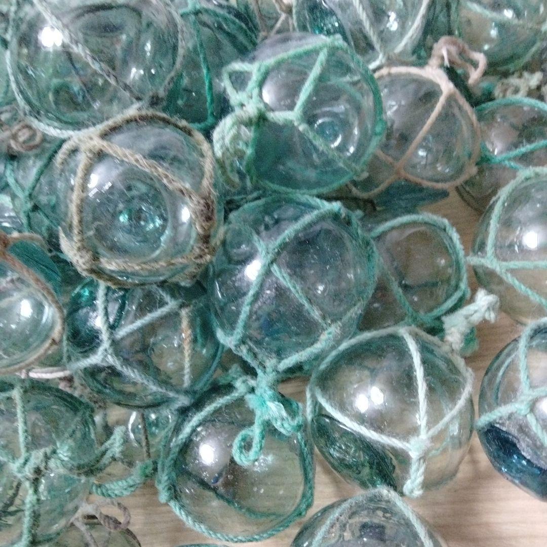 ガラス浮き球　浮き玉　９５個セット　網紐付き