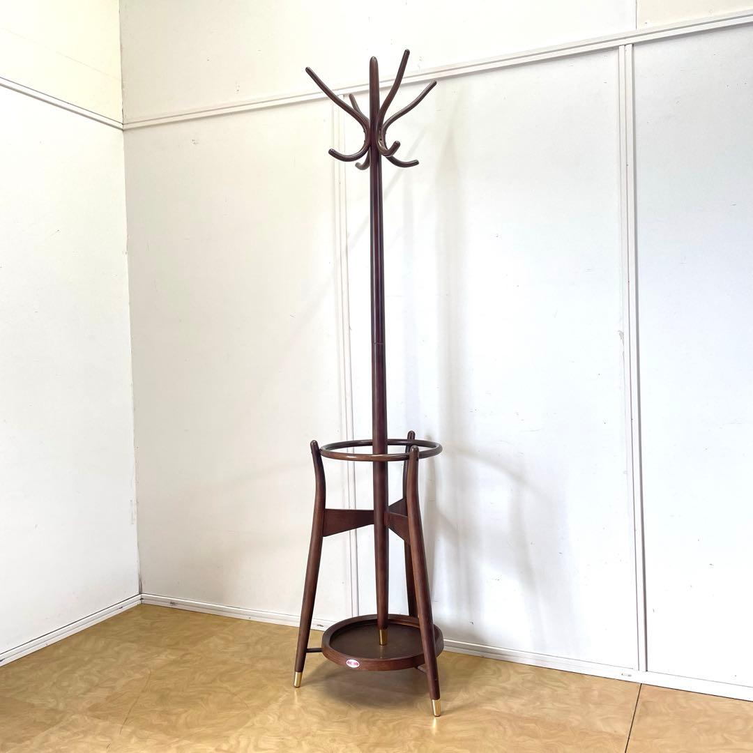 秋田木工 ポールハンガー 木製コートハンガー 傘立て 洋服掛け ビンテージ