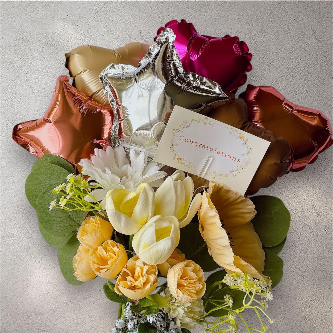 バルーン付きアーティフィシャルフラワーブーケ（無料ラッピング付き）