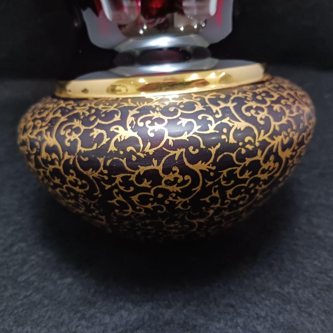 Y3421-2 ボヘミアガラス 金彩 赤ガラス 花瓶 高さ32㎝　SS