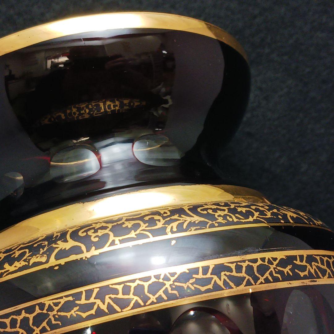 Y3421-2 ボヘミアガラス 金彩 赤ガラス 花瓶 高さ32㎝　SS