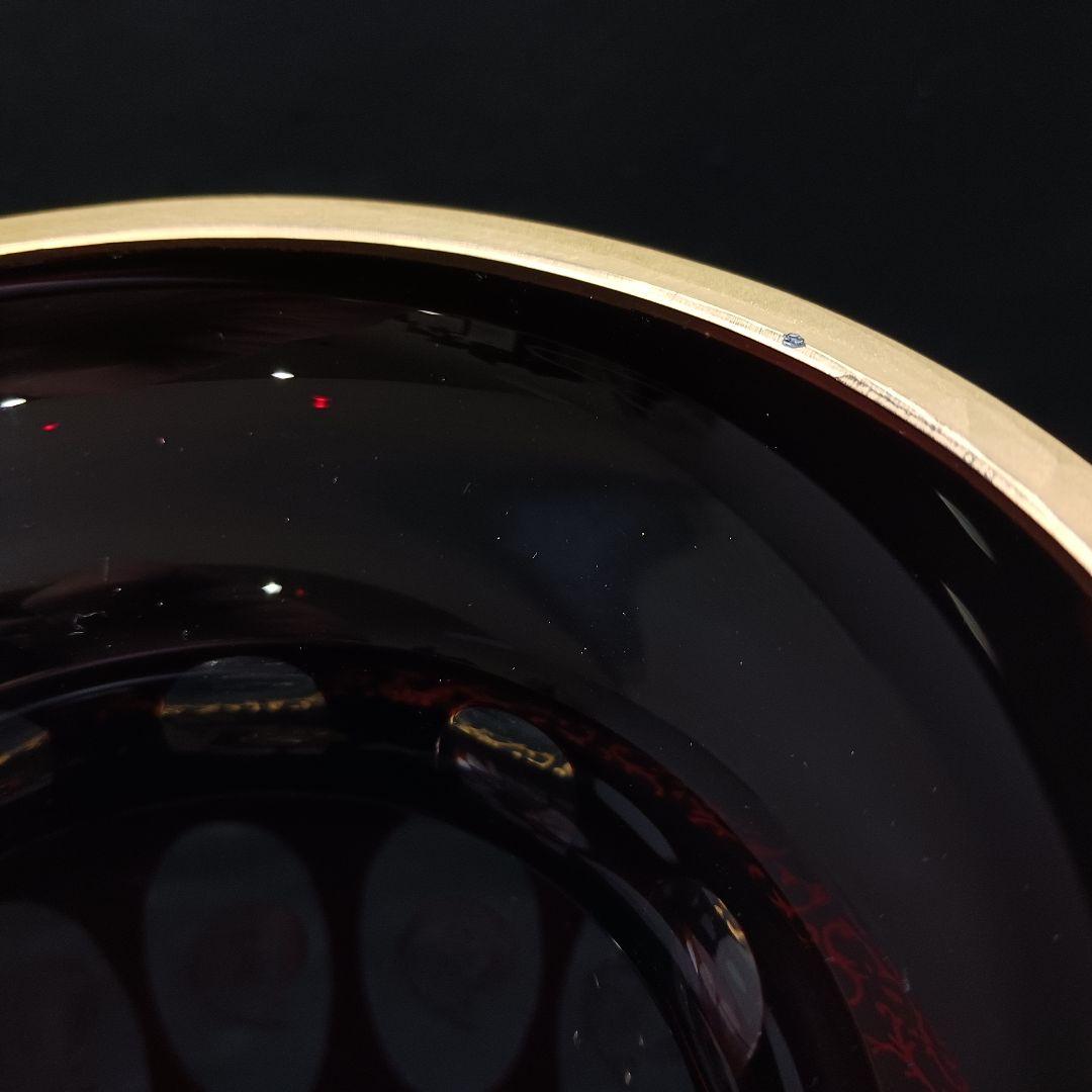 Y3421-2 ボヘミアガラス 金彩 赤ガラス 花瓶 高さ32㎝　SS