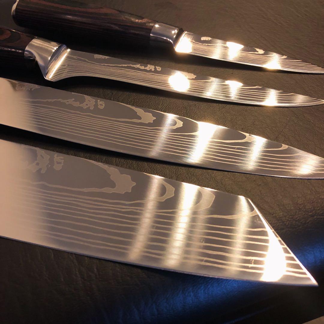 未使用　三徳包丁　シェフナイフ　ダマスカス　包丁　4本セット