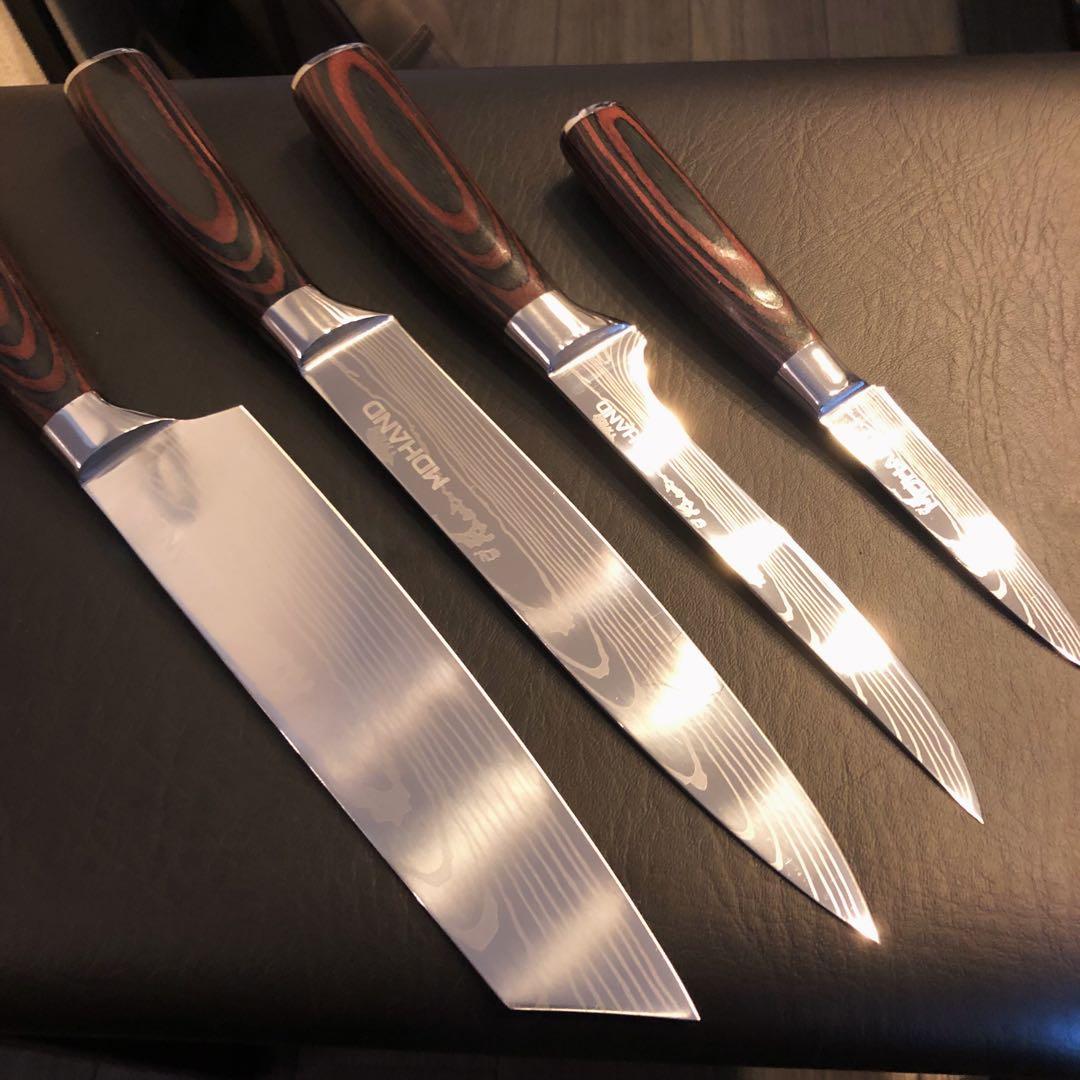 未使用　三徳包丁　シェフナイフ　ダマスカス　包丁　4本セット