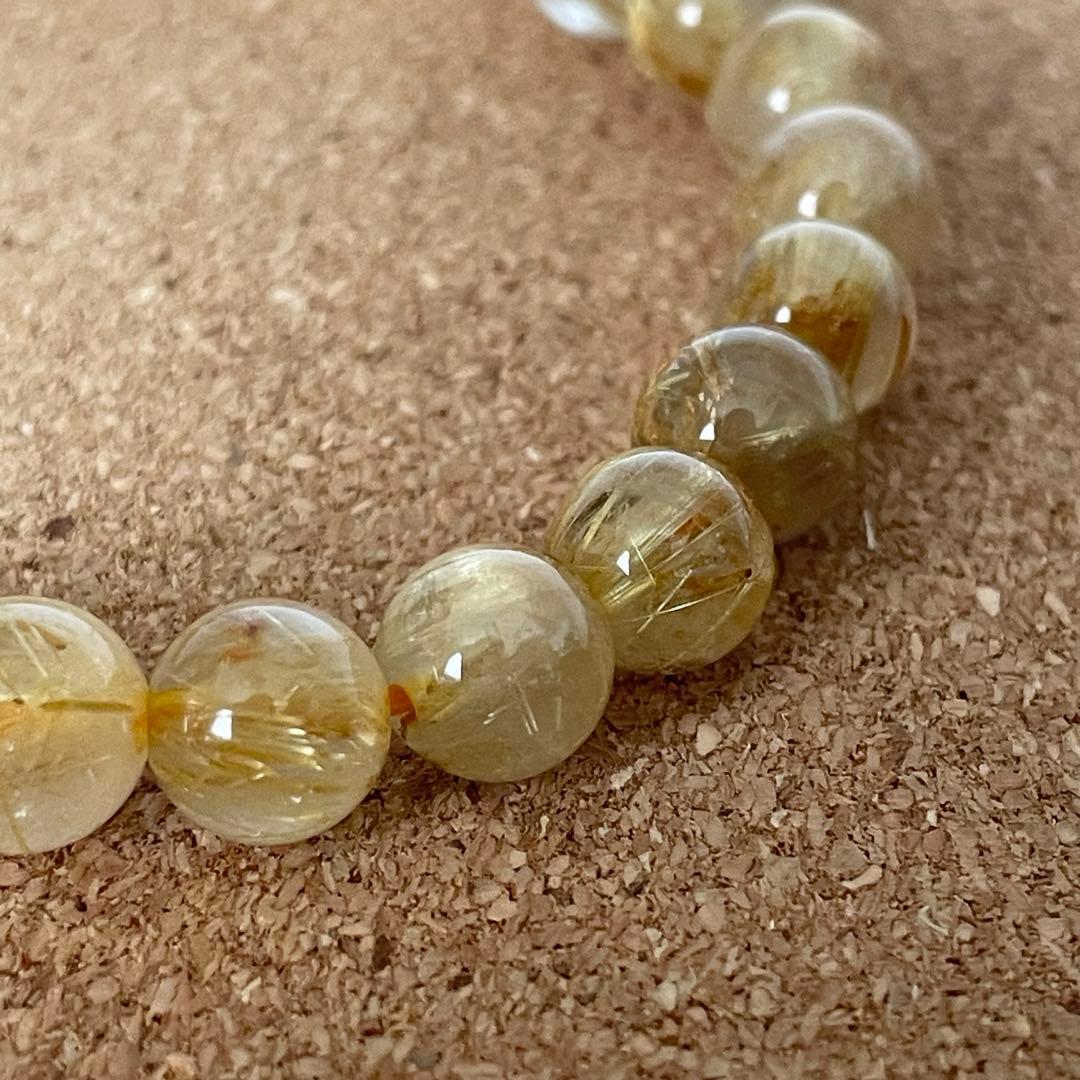 【金運・成功運】ゴールドタイチンルチルクォーツ ブレスレット 約9㎜ 天然石