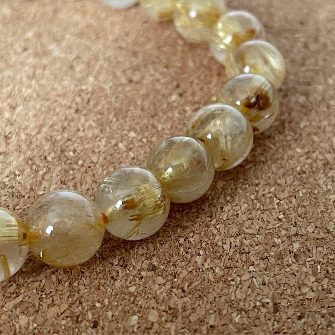 【金運・成功運】ゴールドタイチンルチルクォーツ ブレスレット 約9㎜ 天然石