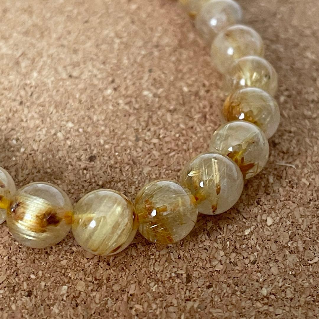 【金運・成功運】ゴールドタイチンルチルクォーツ ブレスレット 約9㎜ 天然石