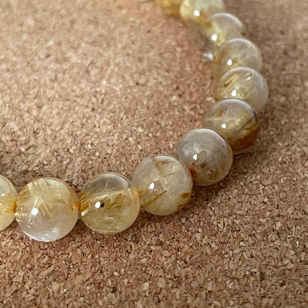 【金運・成功運】ゴールドタイチンルチルクォーツ ブレスレット 約9㎜ 天然石