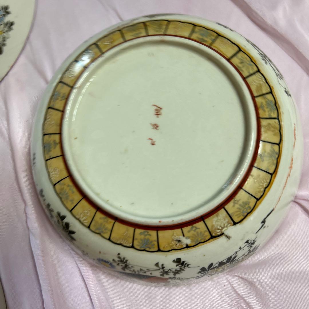 九谷焼　三つ揃鉢大皿30cm アンティーク　骨董品　武者絵