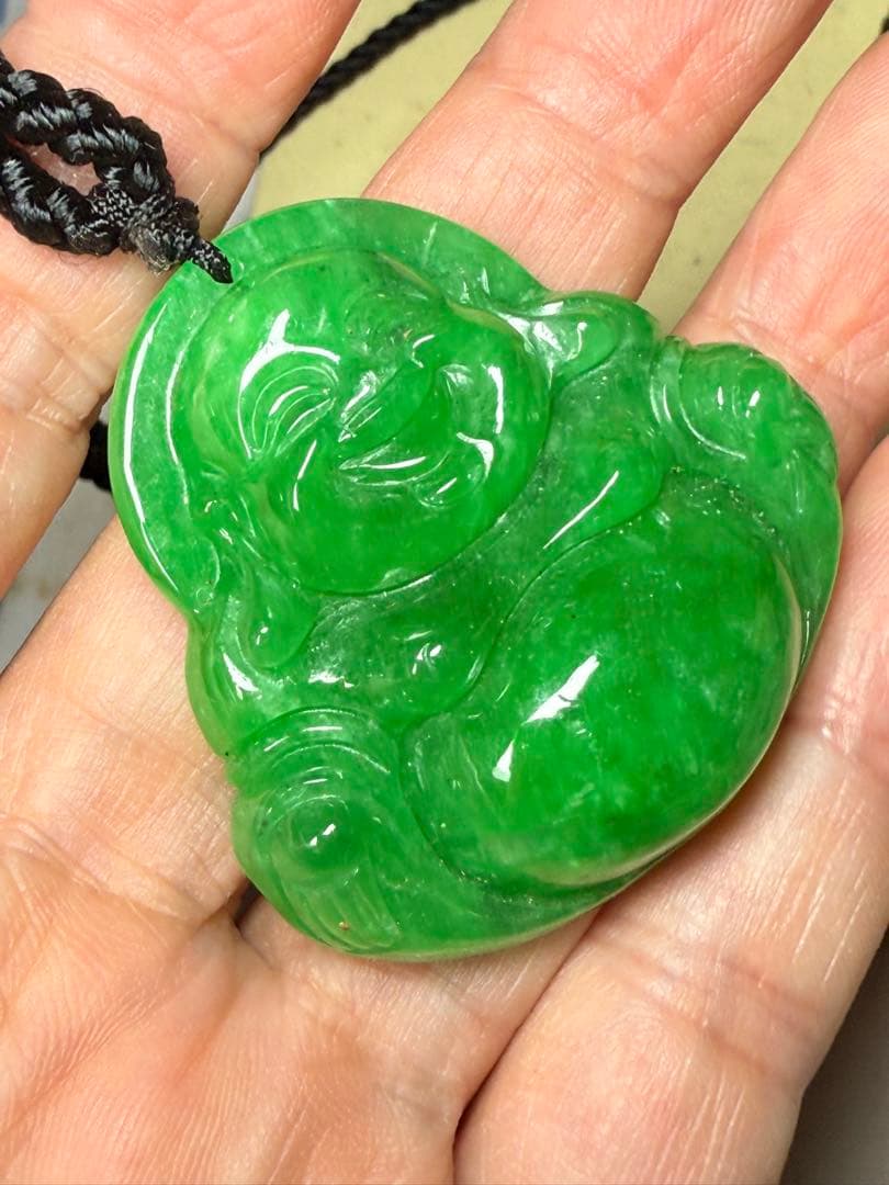 ひ*き様 朝市　ミャンマー翡翠布袋様ペンダントトップ