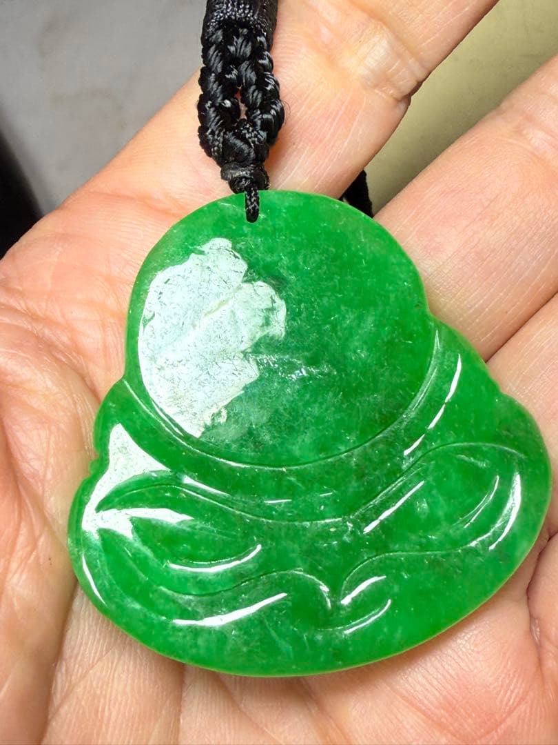 ひ*き様 朝市　ミャンマー翡翠布袋様ペンダントトップ