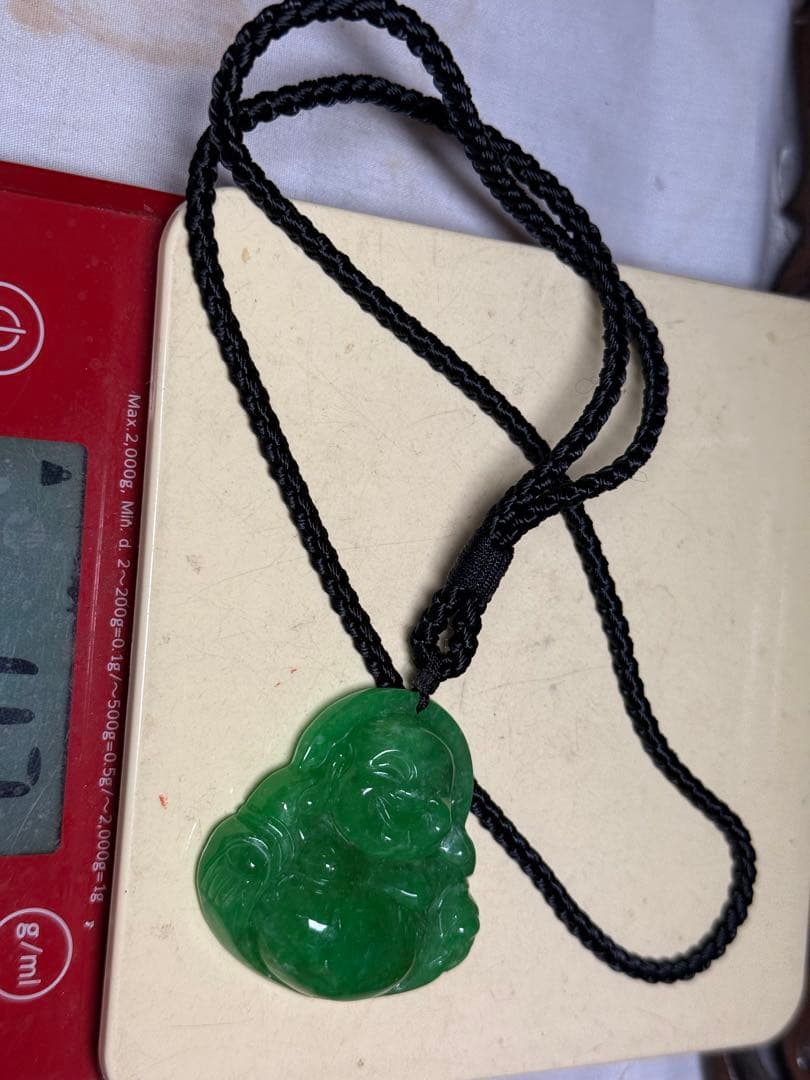 ひ*き様 朝市　ミャンマー翡翠布袋様ペンダントトップ