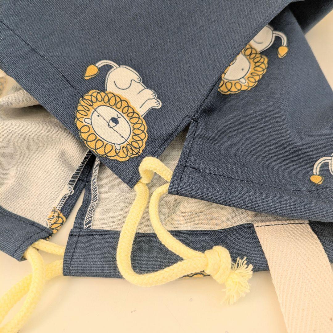 裏地キルティング大きめレッスンバッグ、上履き袋、体操着袋　ジョーズ×ブラック