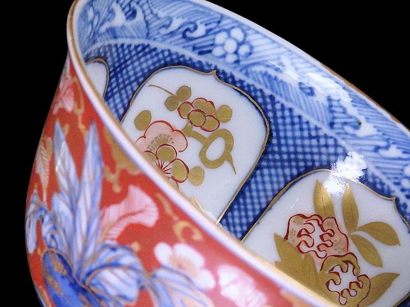 大聖寺伊万里　金襴手　梅に柘榴　蕪の図　向付　E049AS-CWs