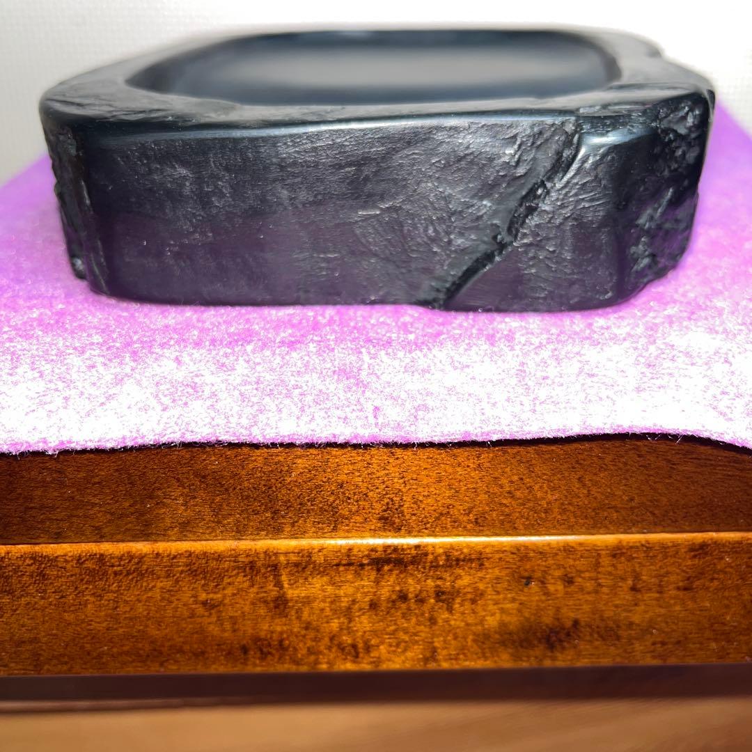 ⭕️雨畑硯　名工　峯硯　雨宮　大型天然硯　20cm超え　2kg超え　石紋綺麗