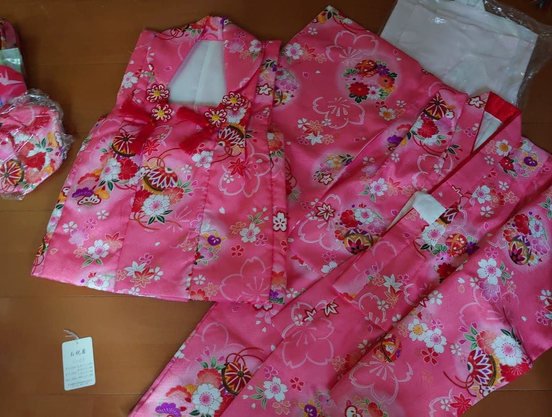 七五三 着物セット 草履 足袋 花柄お祝い着3歳5歳 お正月ひな祭り記念撮影写真