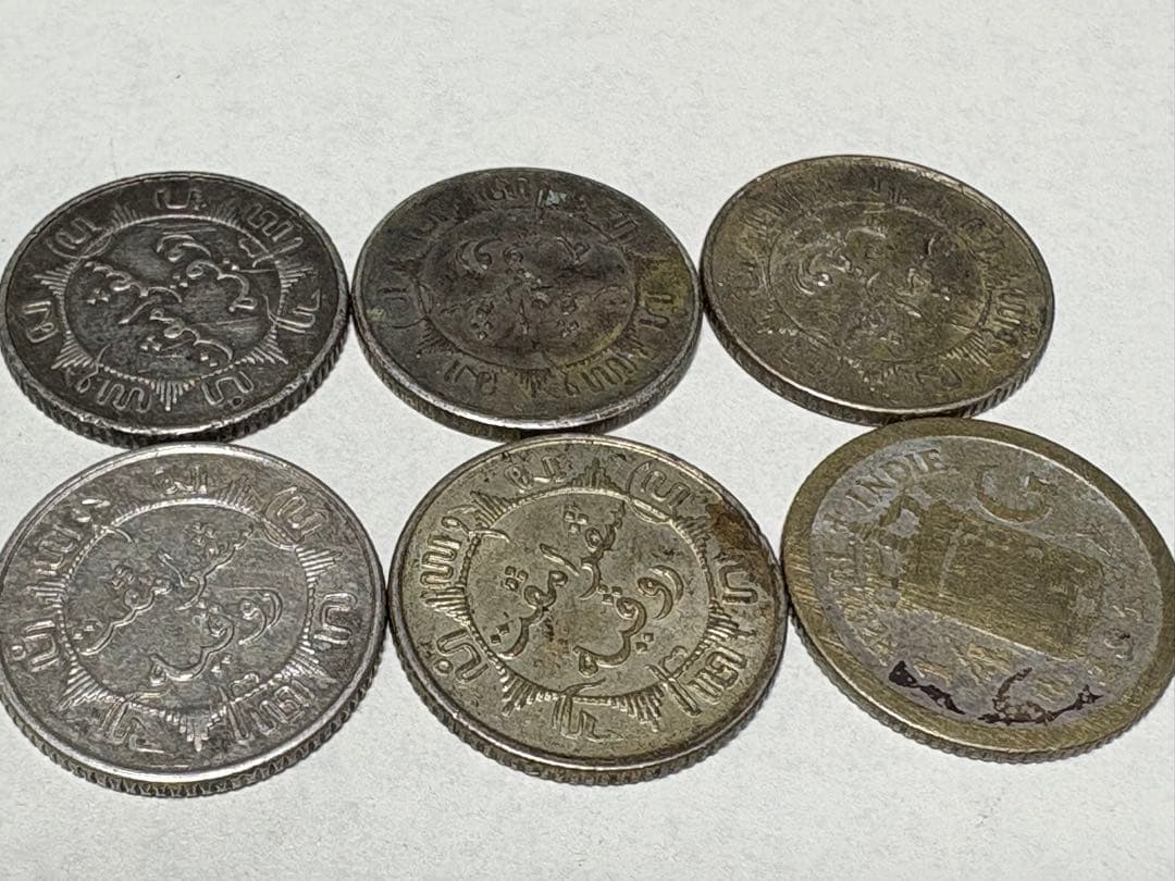 古銭　銀貨保証　オランダ領東インド　1/4ギルダー　グルデン　銀貨　6枚セット